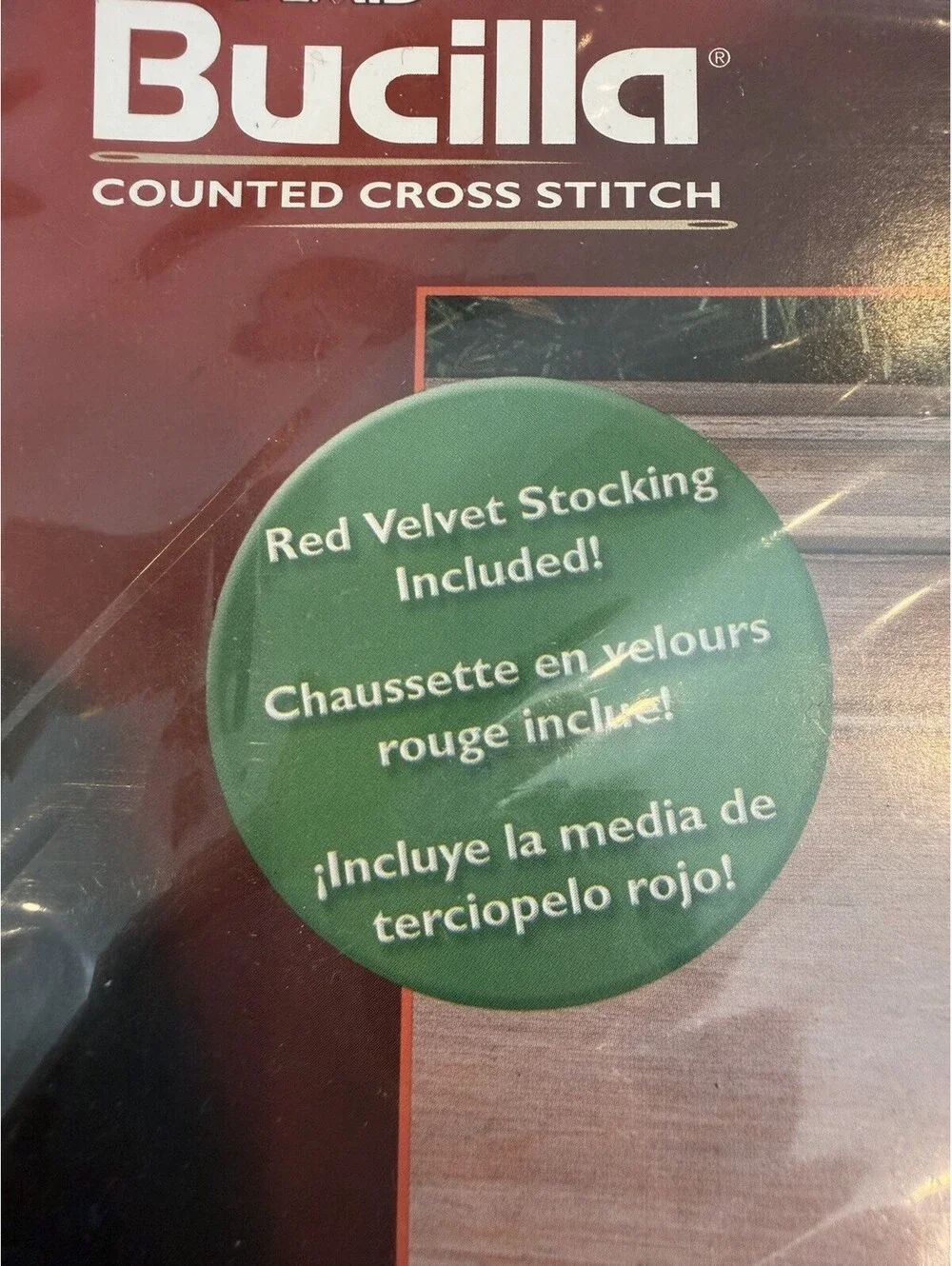 Vtg Bucilla Counted Cross Stitch Christmas Velvet Stocking Kit New Sealed